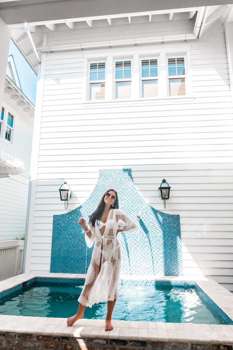 White lace beach coverup