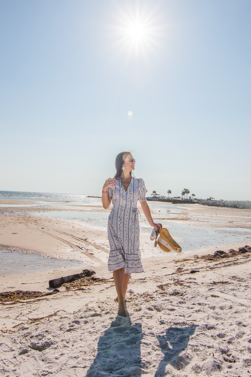 Floral wrap dress vacation