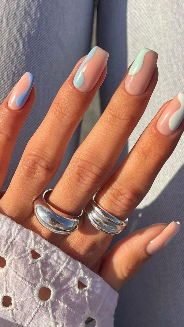 Swirl Nail Art Trend 2021 Coffin