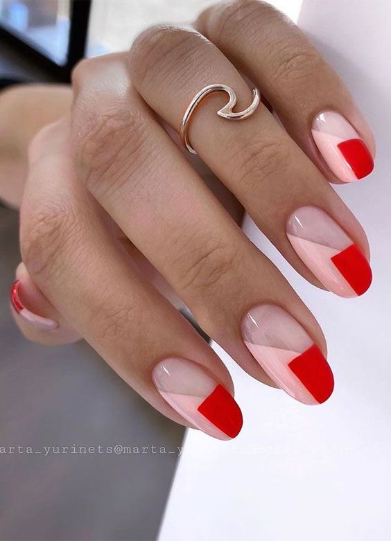 Abstract Nail Art 2021 Red Pink