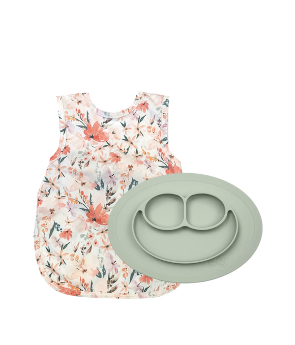EZPZ Peachy Dreams Bib Apron & Mini Silicone Feeding Mat (was $40, now $25)