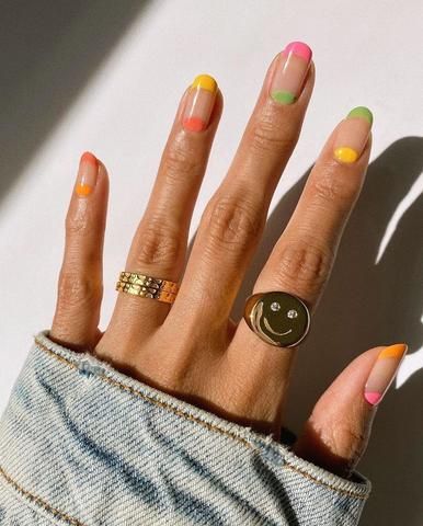 colored french manicure nail trend 2021