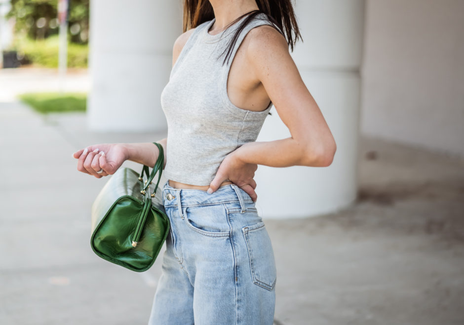 gray tank outfit denim
