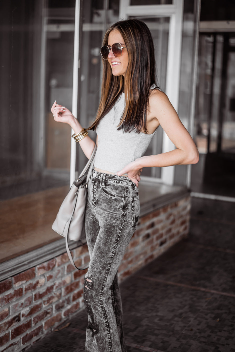 gray distressed corduroy