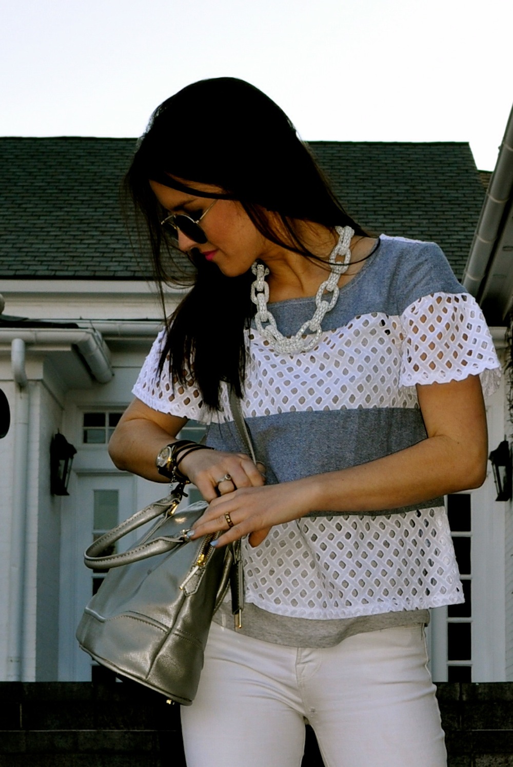 Ellen Flowers Ella Moss Eyelet Top