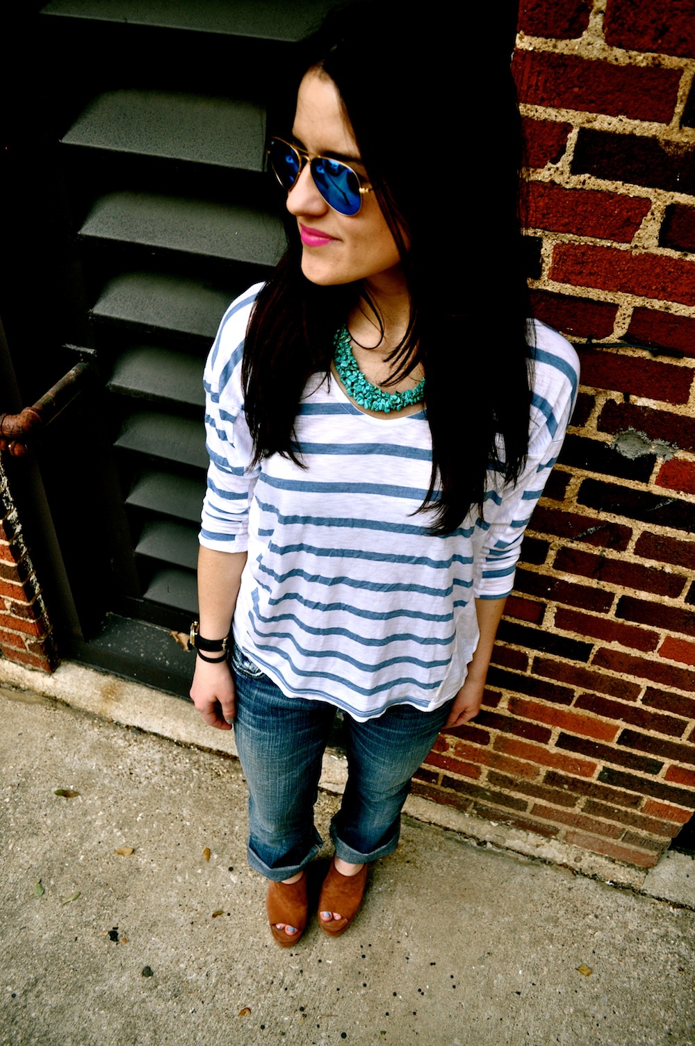 Boyfriend Jeans Striped Tee