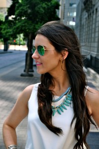 white leather top turquoise necklace