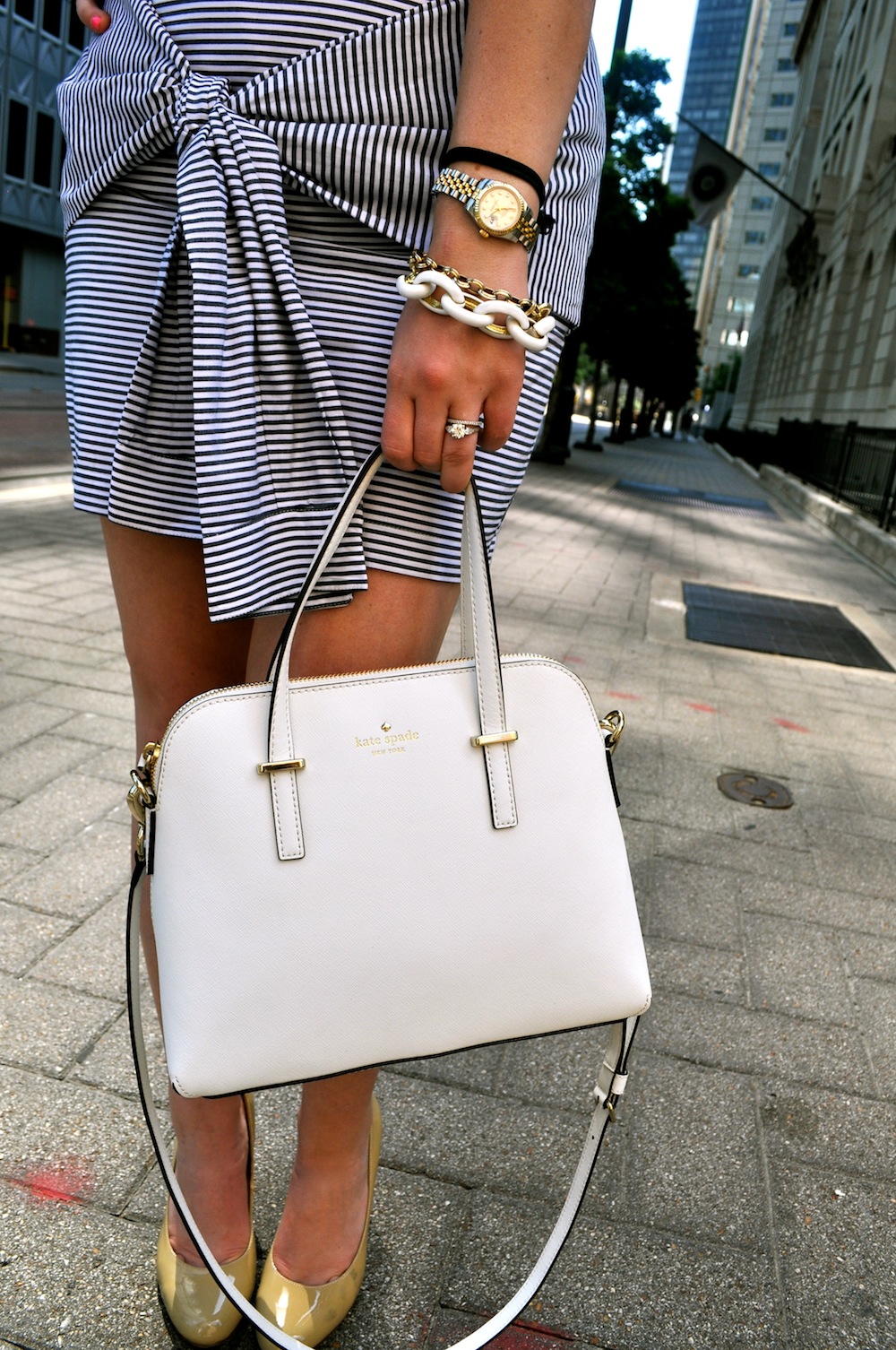 white kate spade bag