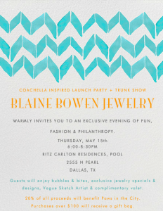 blaine bowen launch party dallas invite