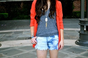 Orange Blazer Kendra Scott Necklace Cutoffs