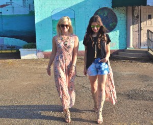 Kimono and gladiator heels