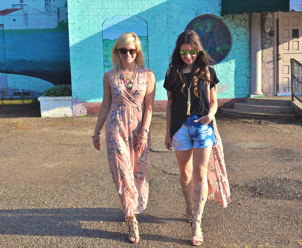 Kimono and gladiator heels