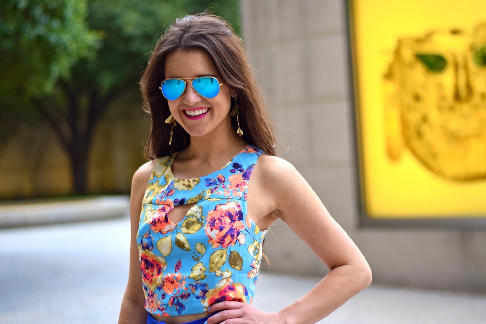 blue floral tank