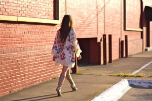floral kimono behind