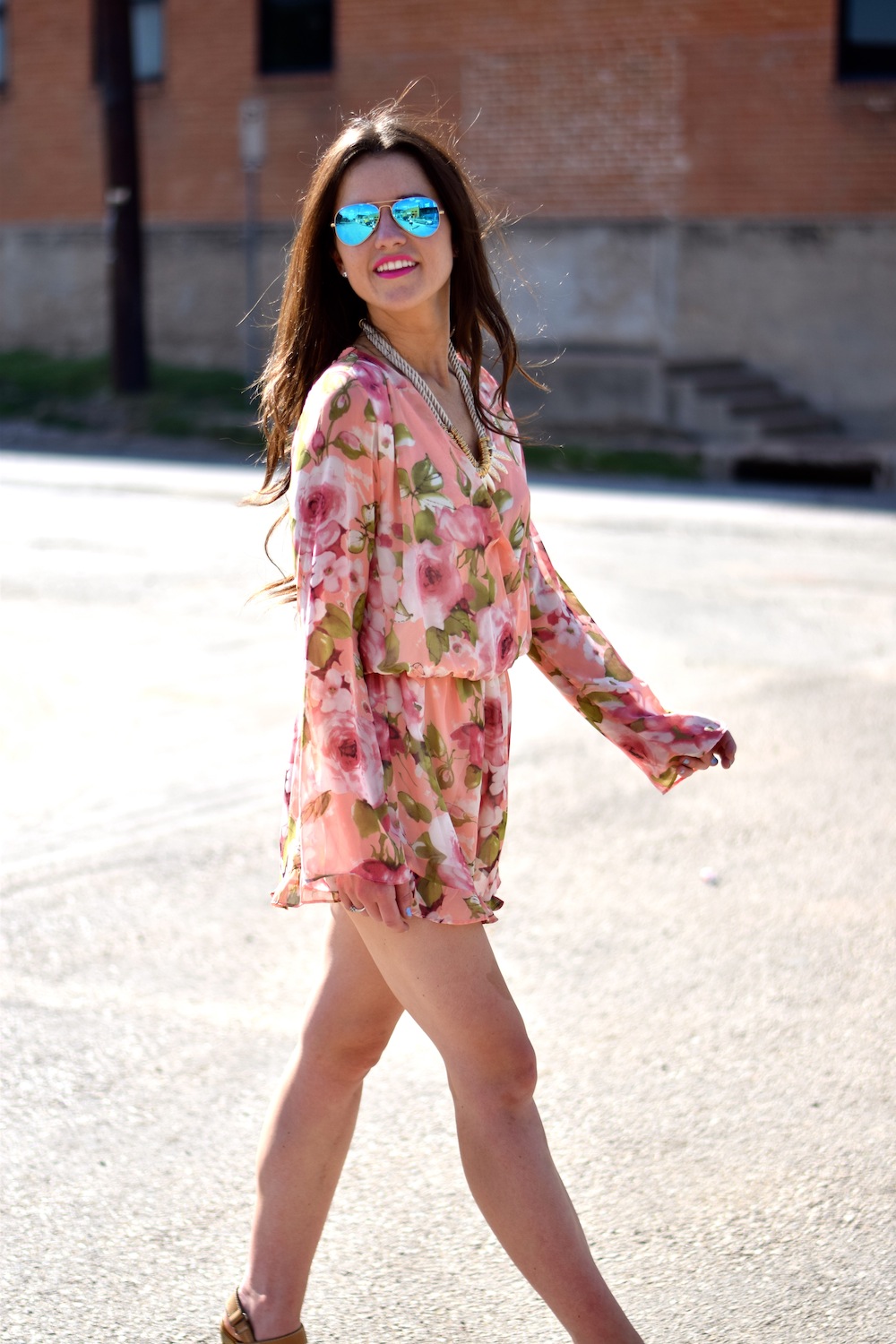 ruffle trim romper
