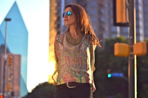 statement necklace silk top