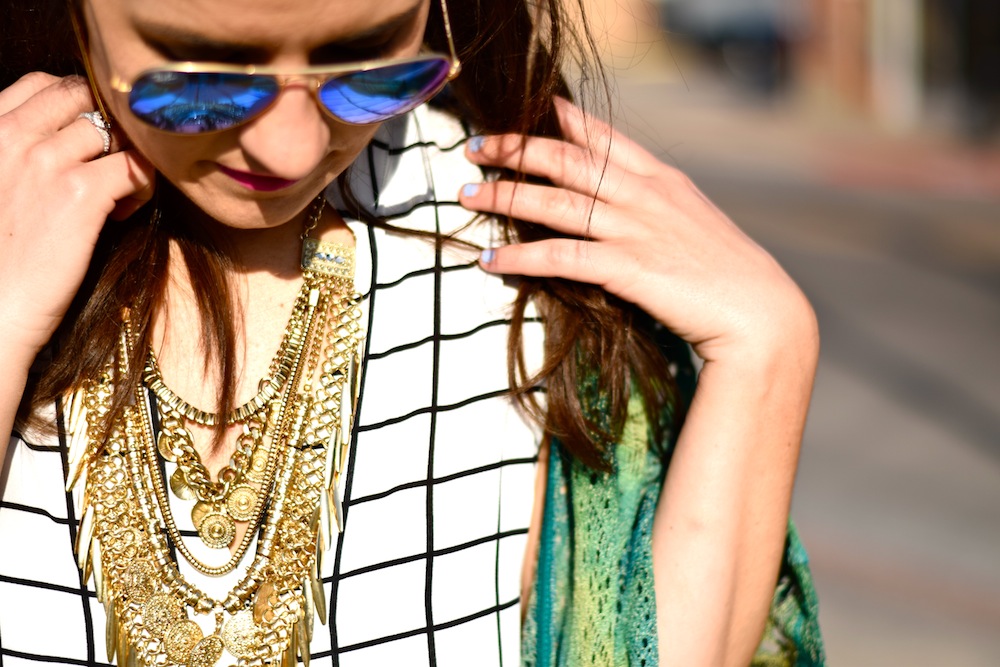 gold boho statement necklace
