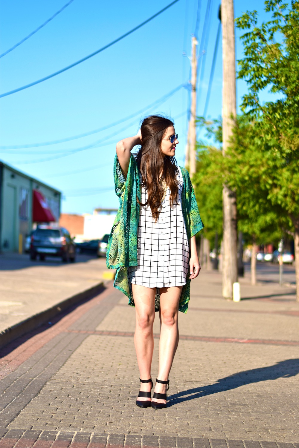 grid print dress
