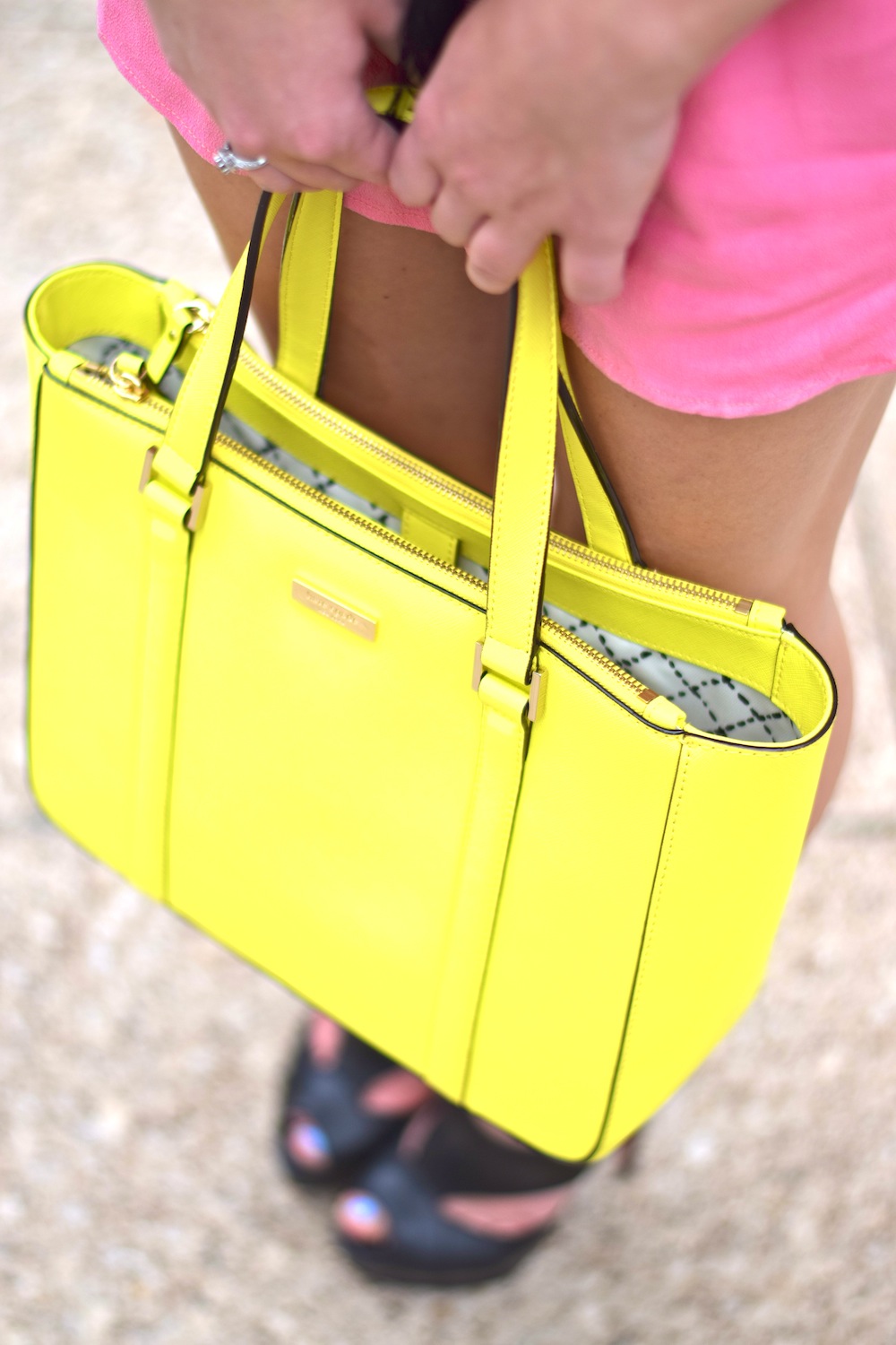 neon kate spade bag