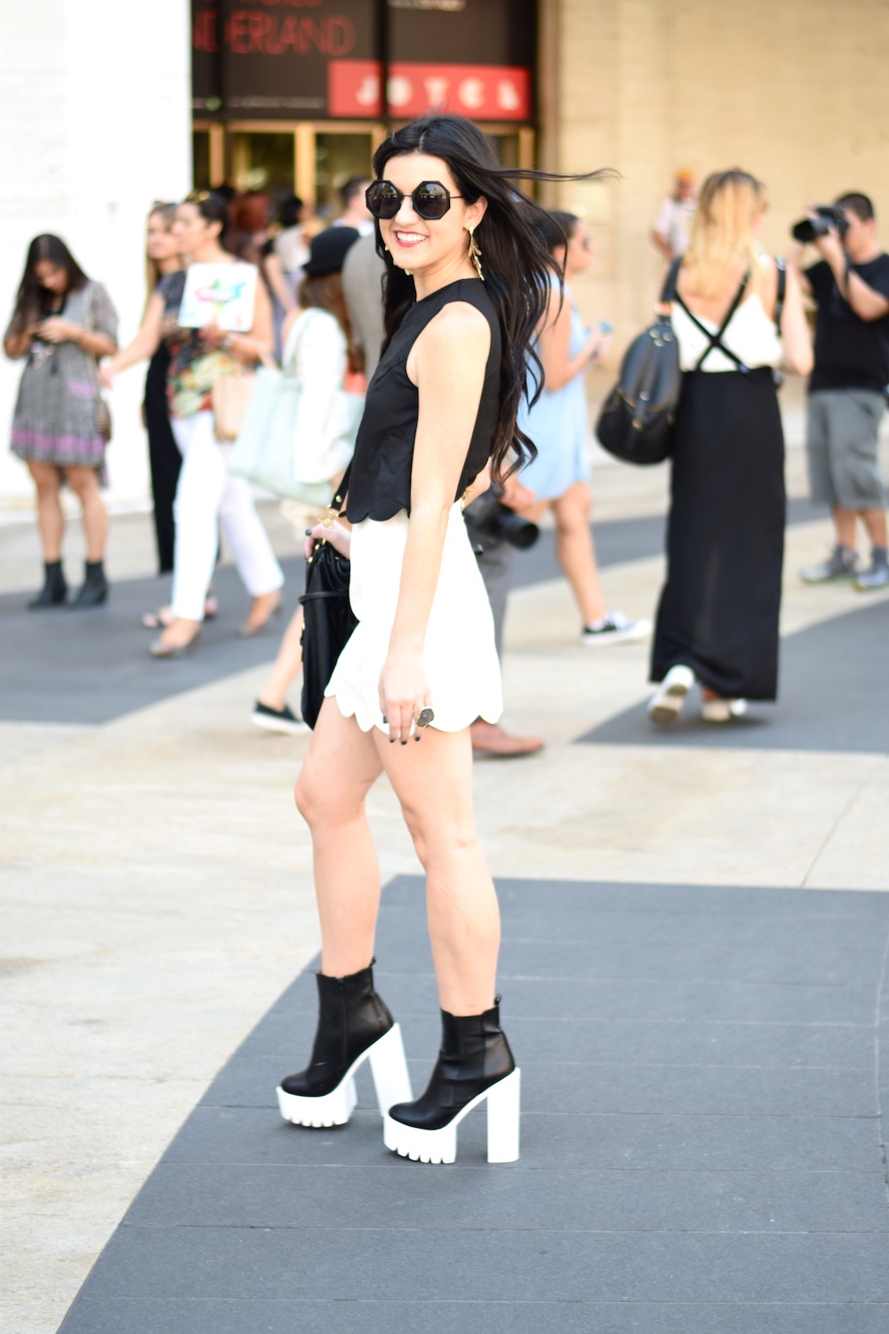Black and white scallop dress