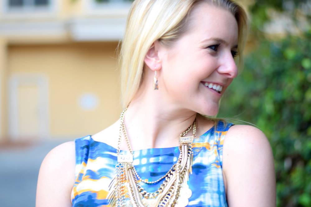 lela rose blue printed dress