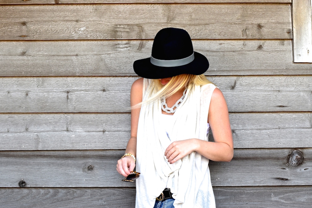 Fall black floppy hat
