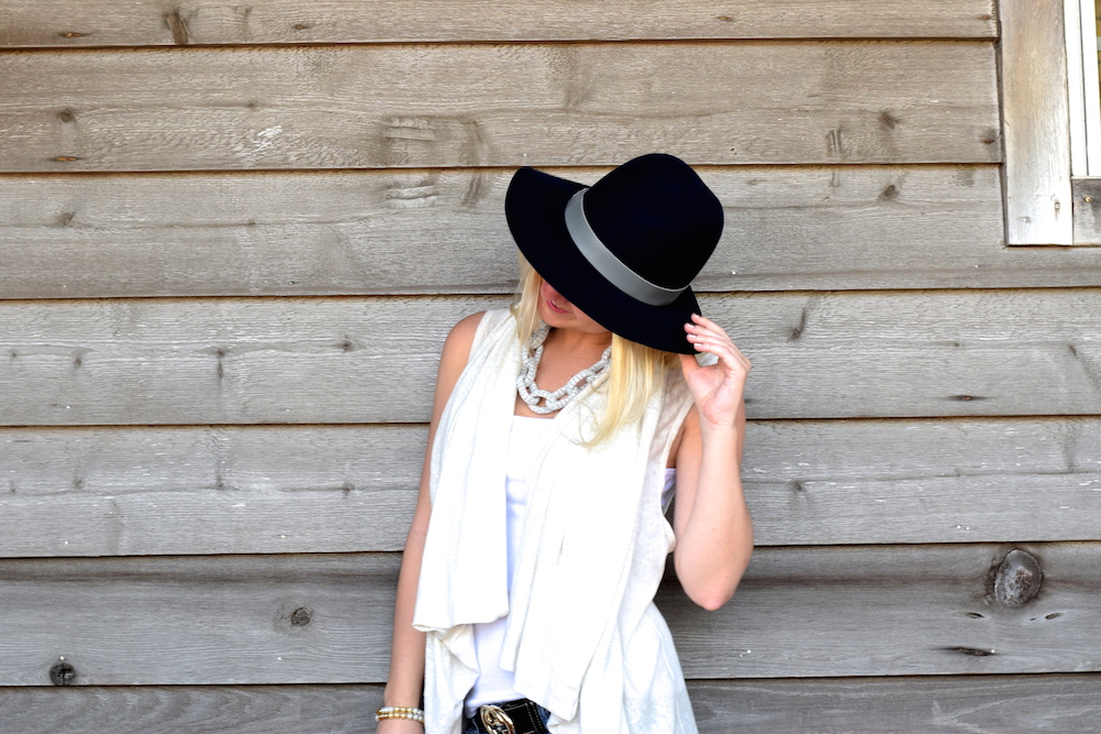 Fall black floppy hat