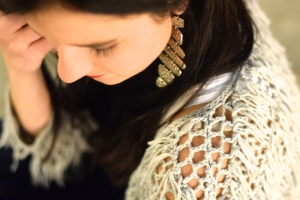 Gray Crochet Fringe Sweater