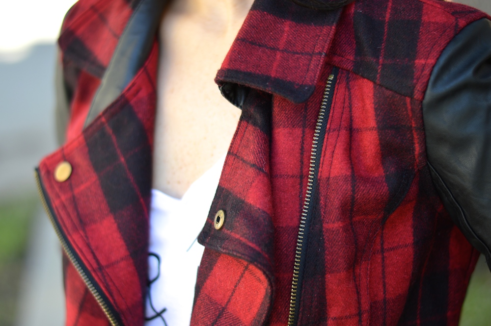 Red Plaid Moto Jacket