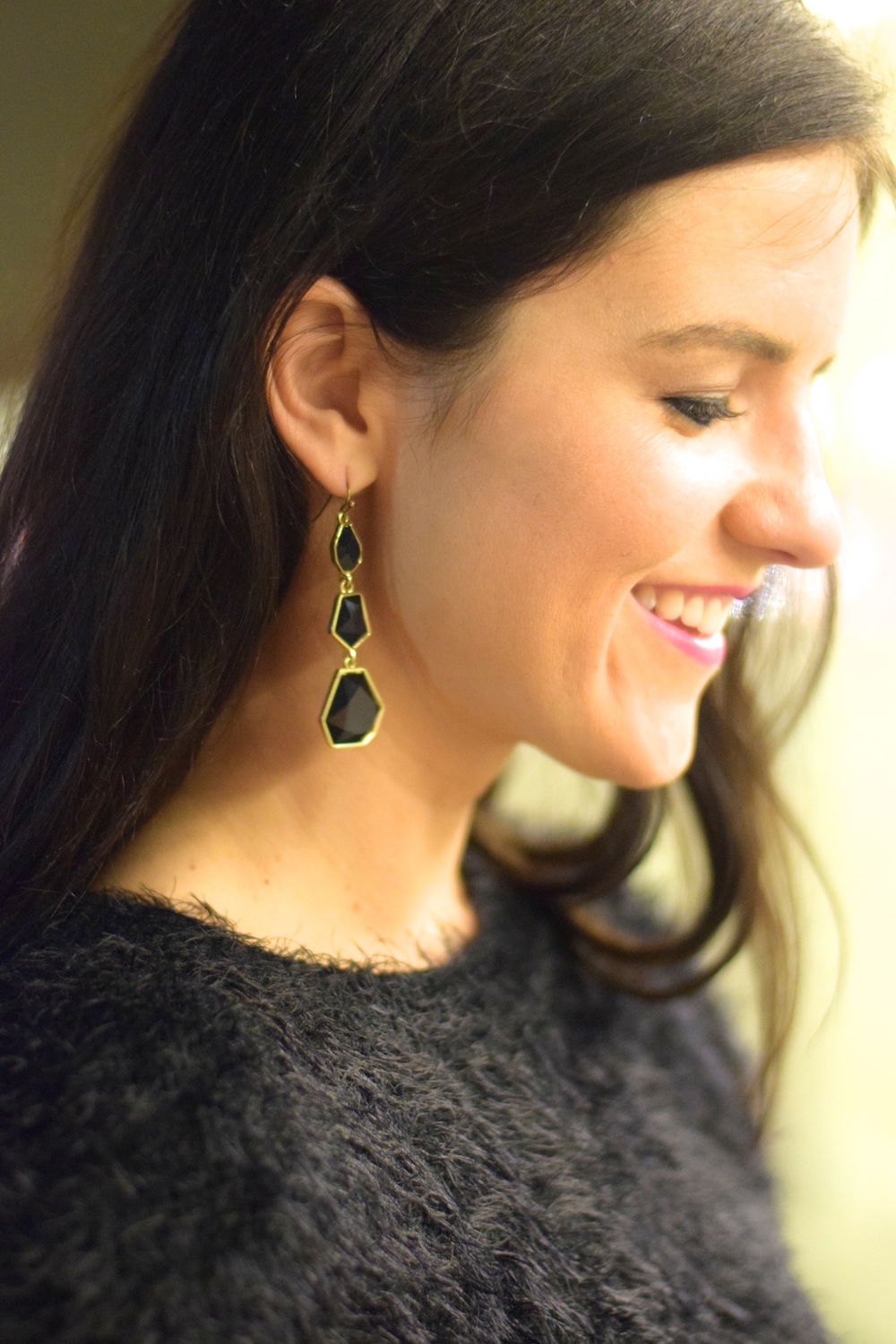 black and gold drop earrings