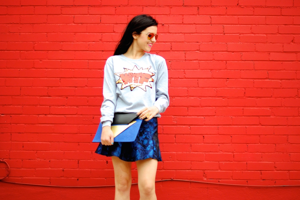 graphic sweatshirt with skirt