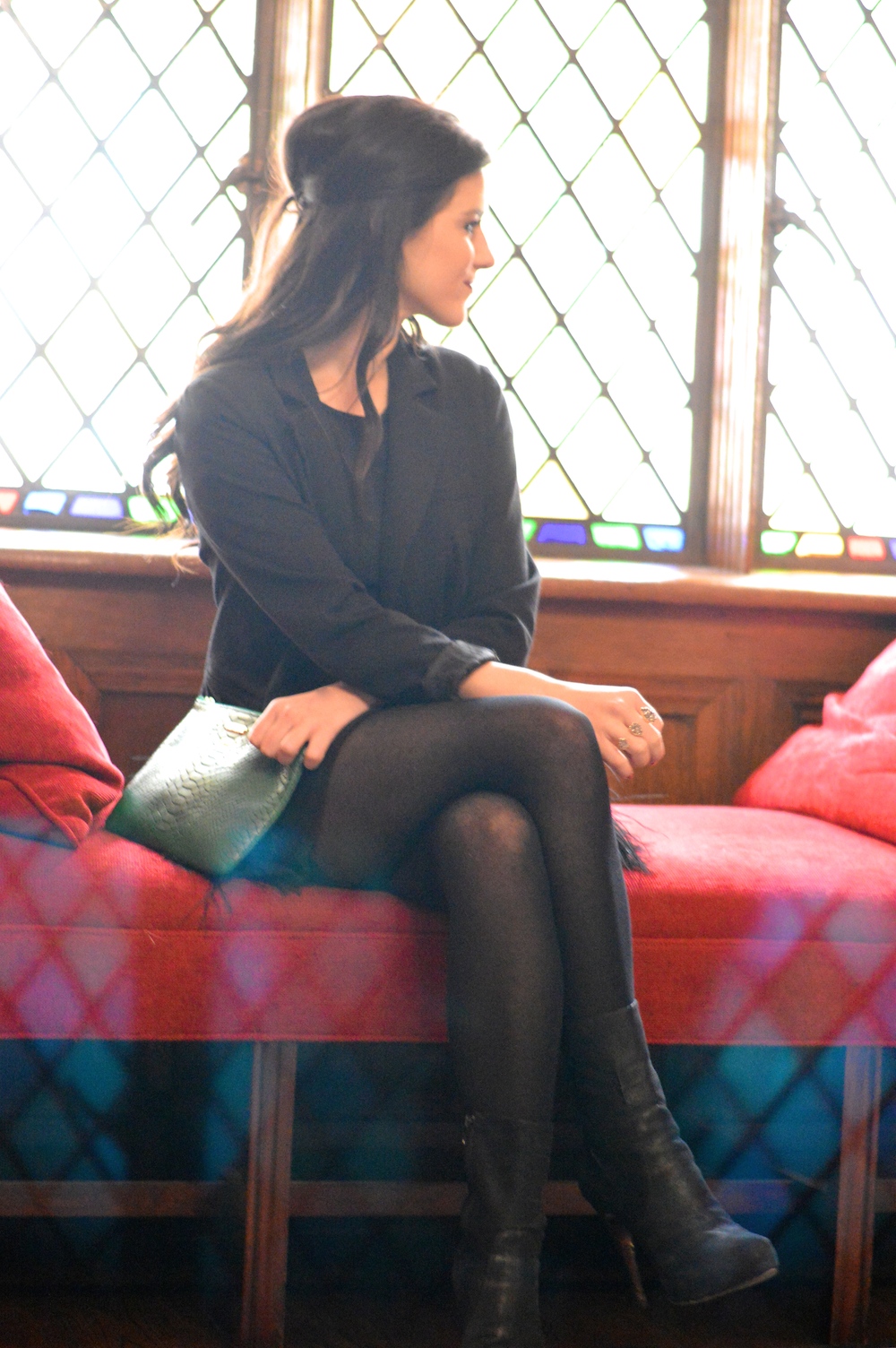 Black tights with ankle boots