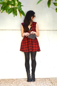 Plaid Cut Out Dress