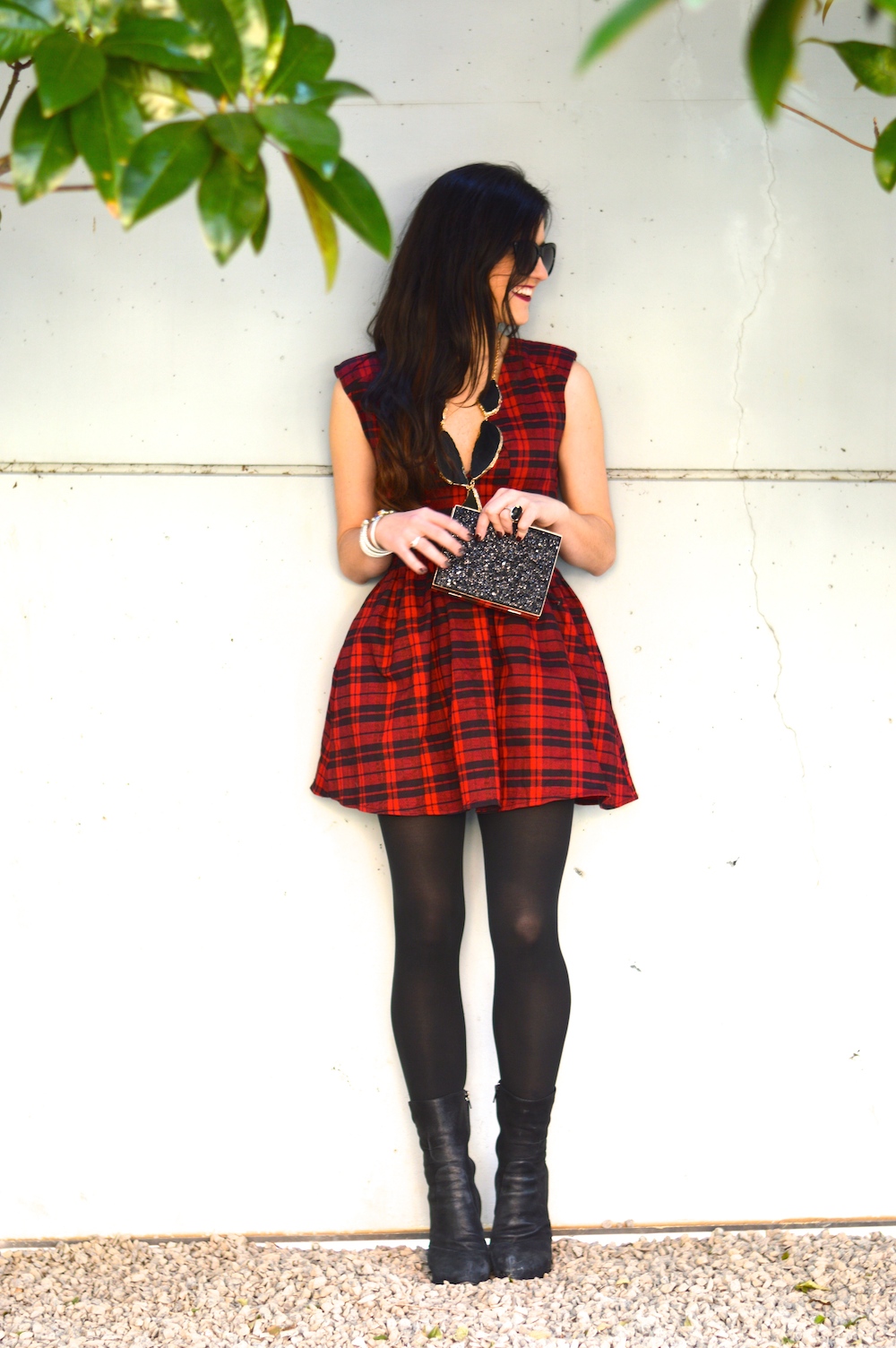 Plaid Cut Out Dress