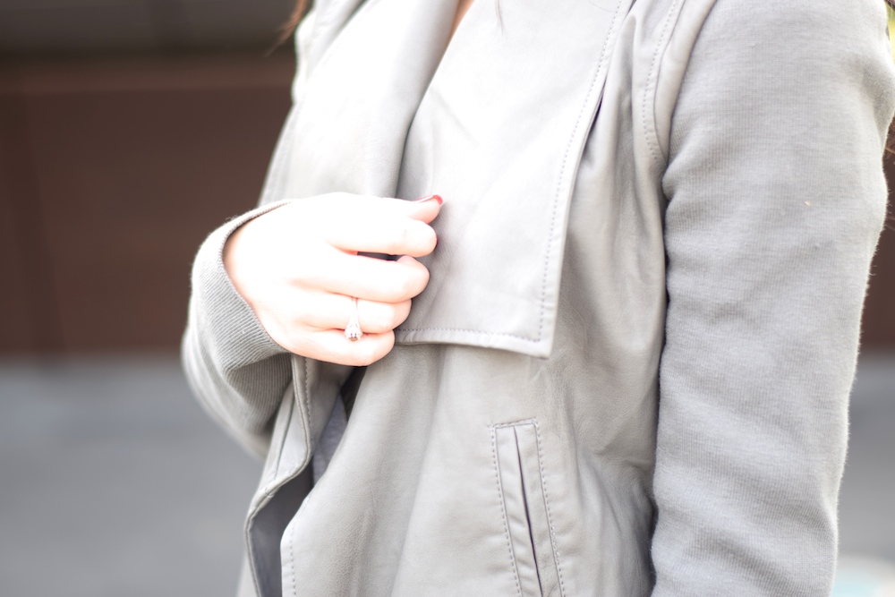 gray leather jacket