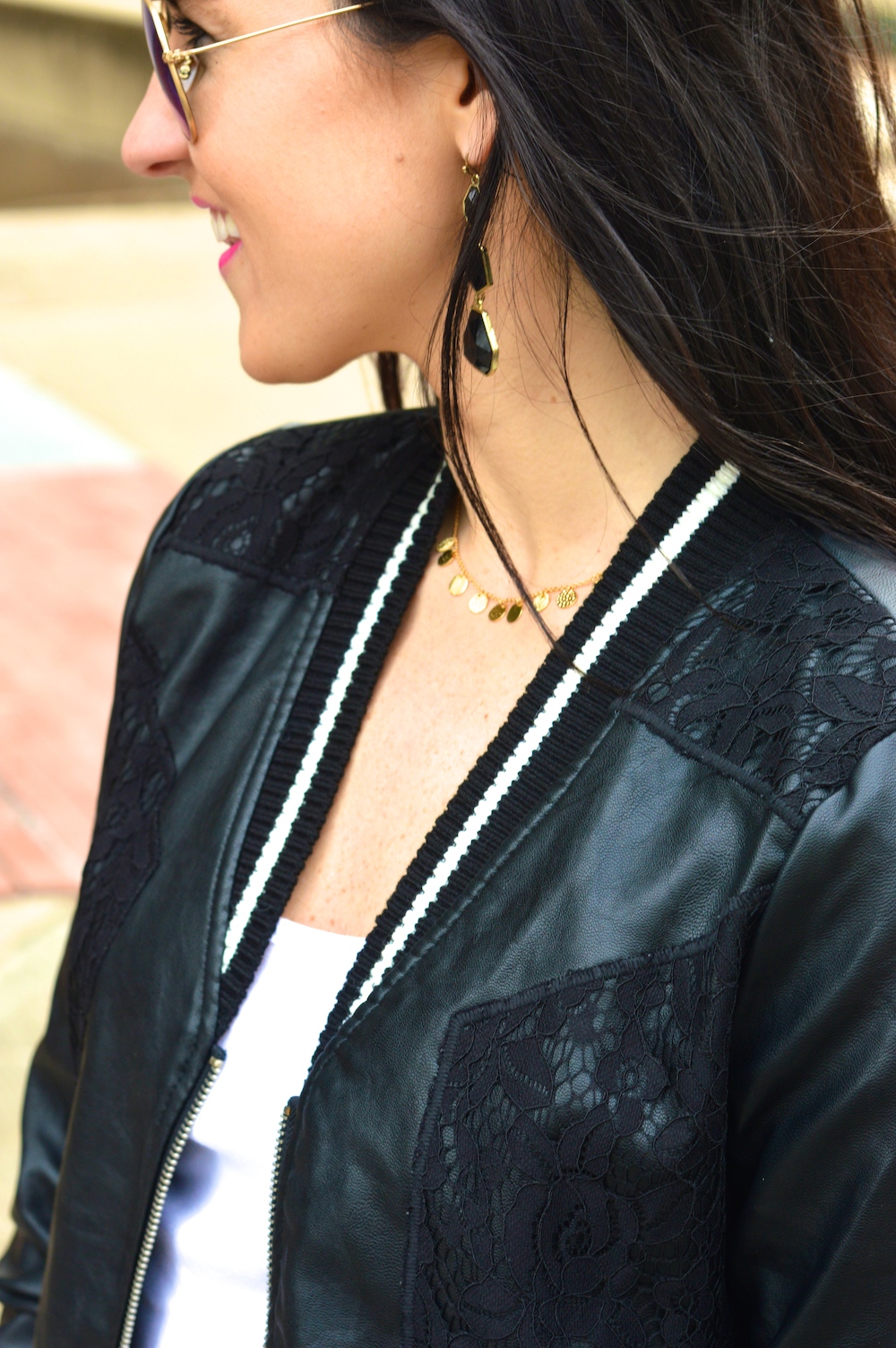 lace trim varsity jacket