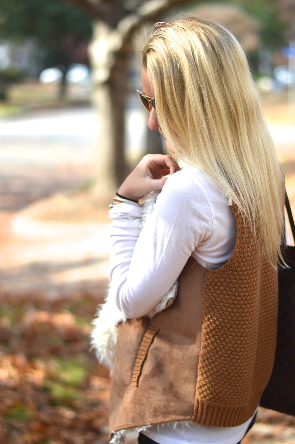 Knit Back Shearling Vest