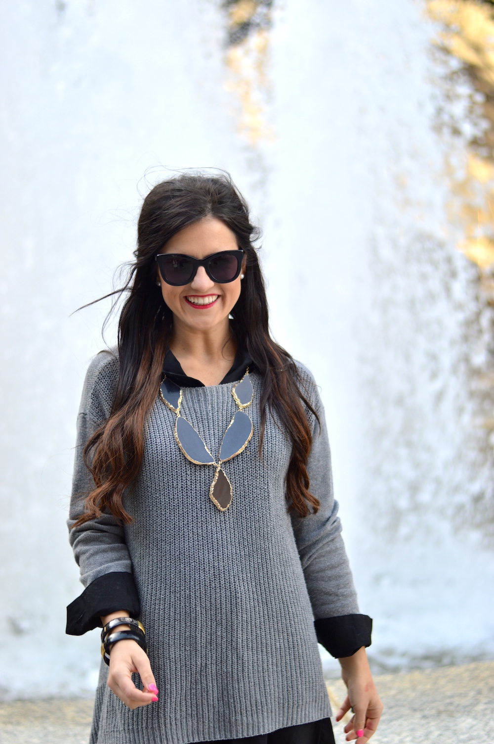 Sweater over shirt dress