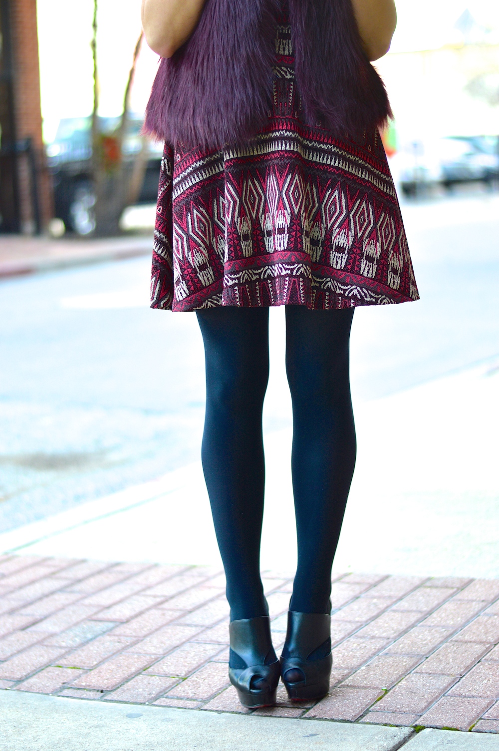 Maroon fit and flare dress