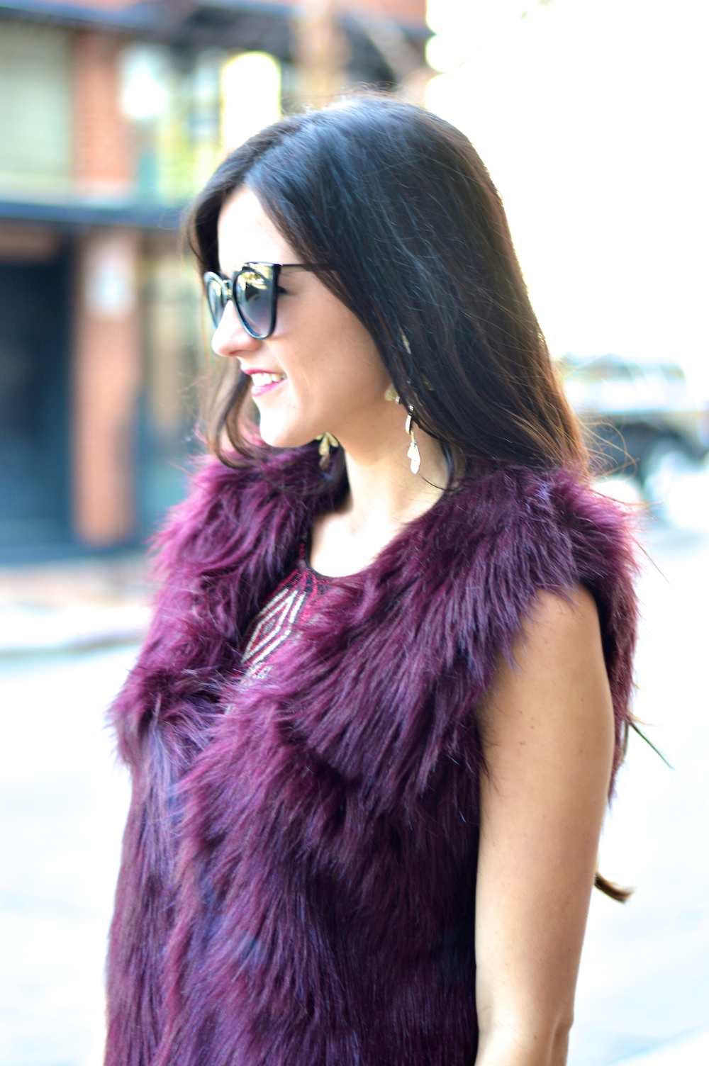 Maroon fur vest