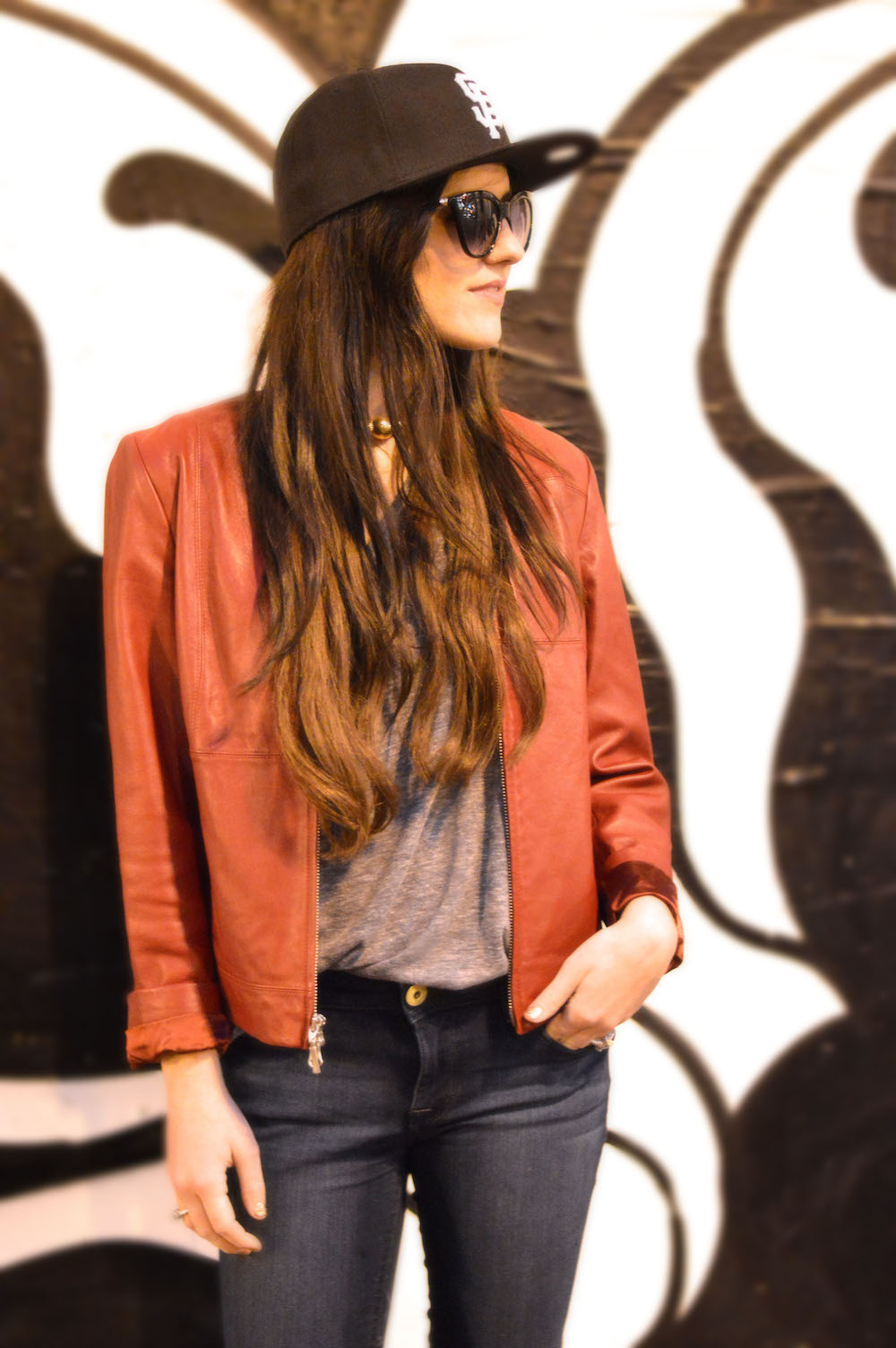 colored leather jacket