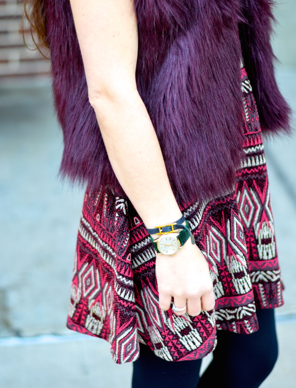 oxblood fit and flare dress