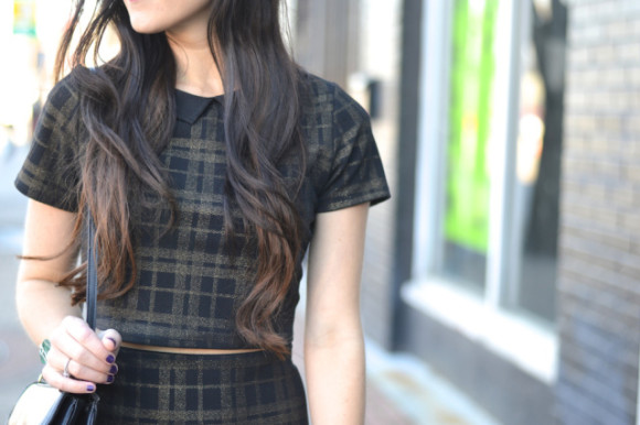 plaid professional pencil skirt crop top combo