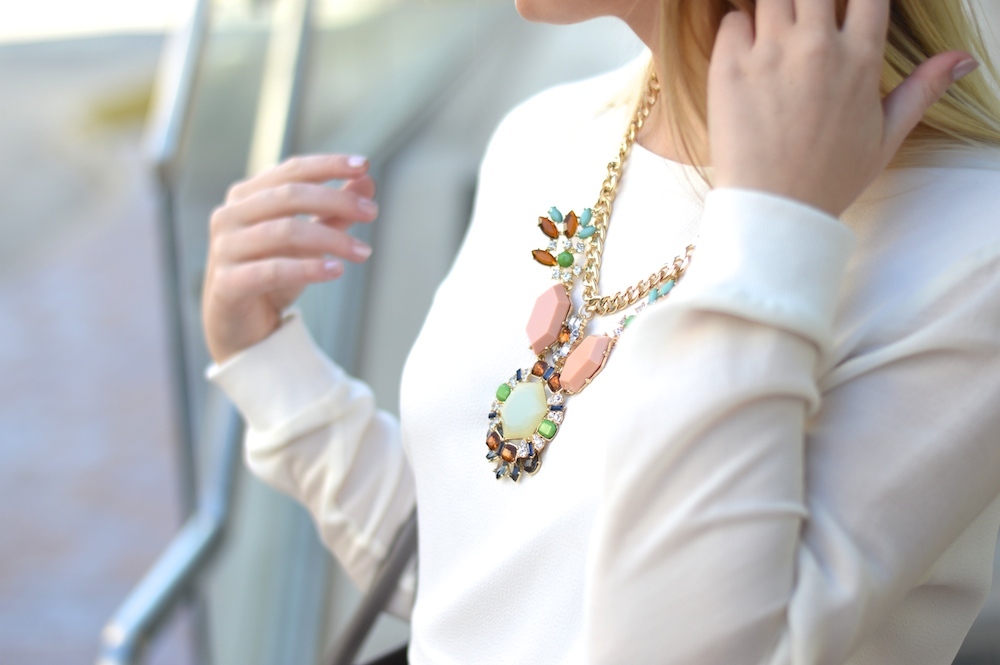 Peach and mint statement necklace