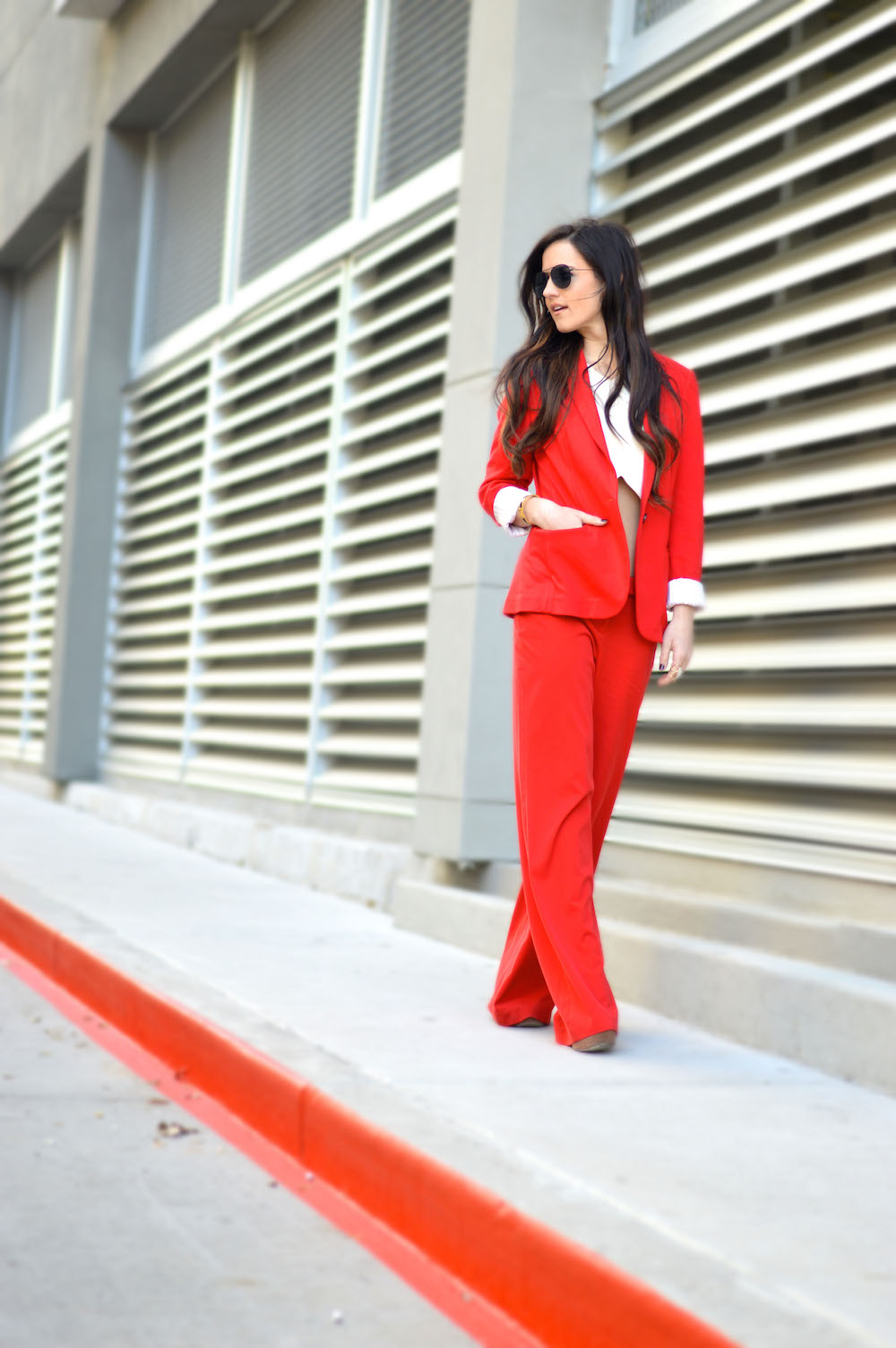Red Pant Suit