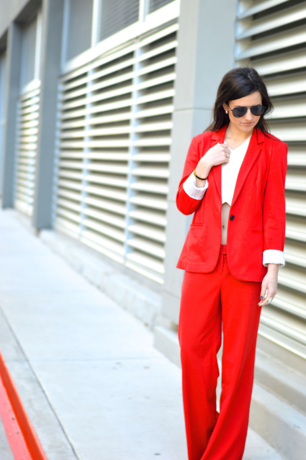 Wide leg pant suit