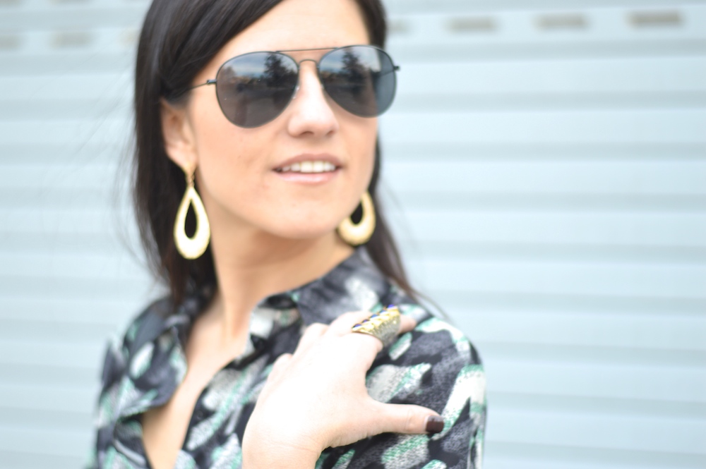 blue and gold statement ring