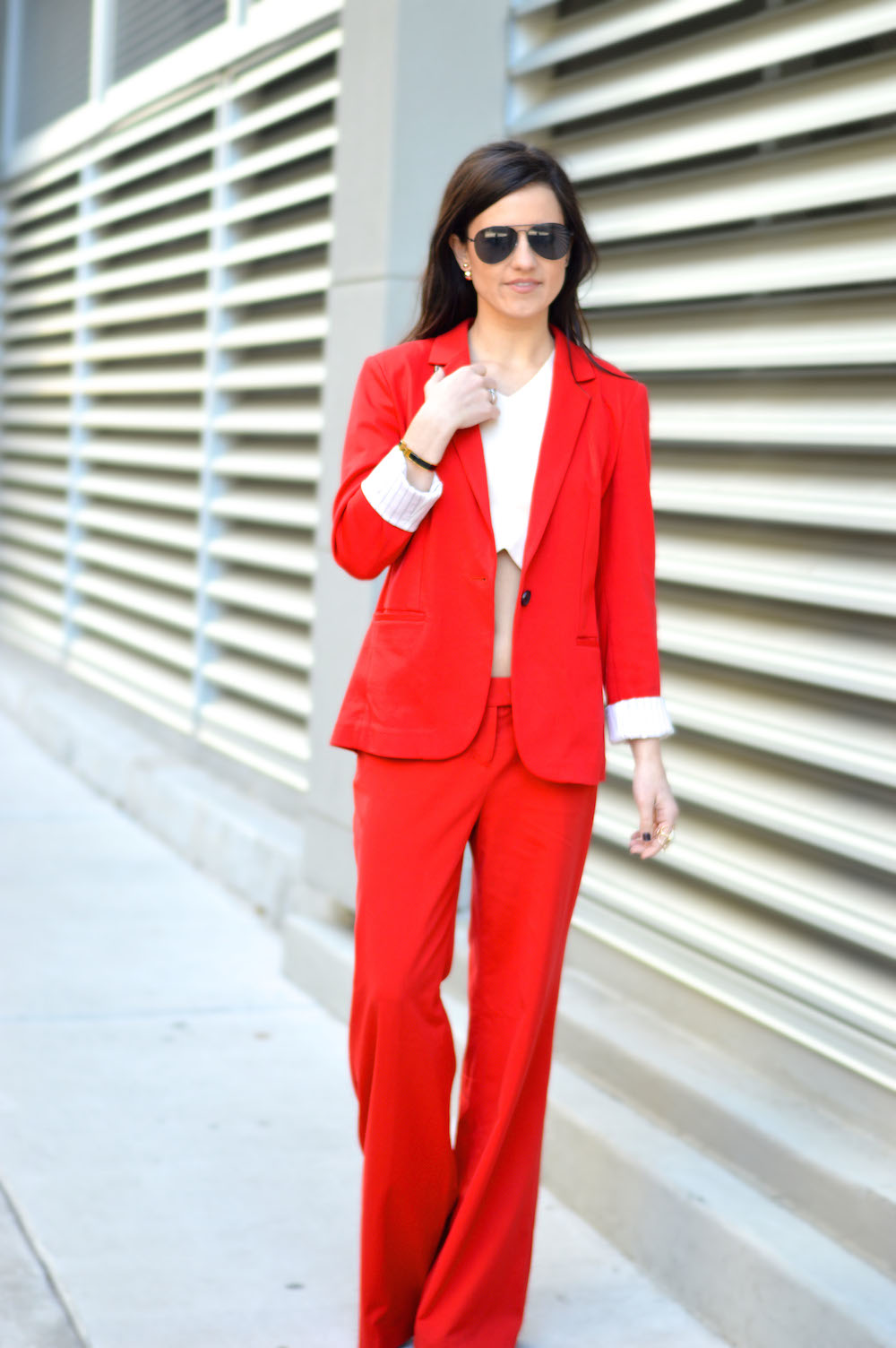 crop top pant suit