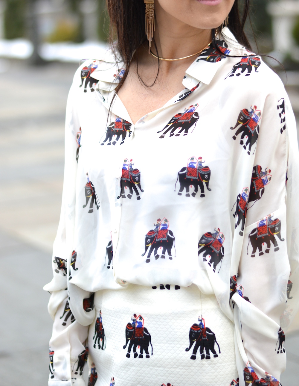 elephant print blouse