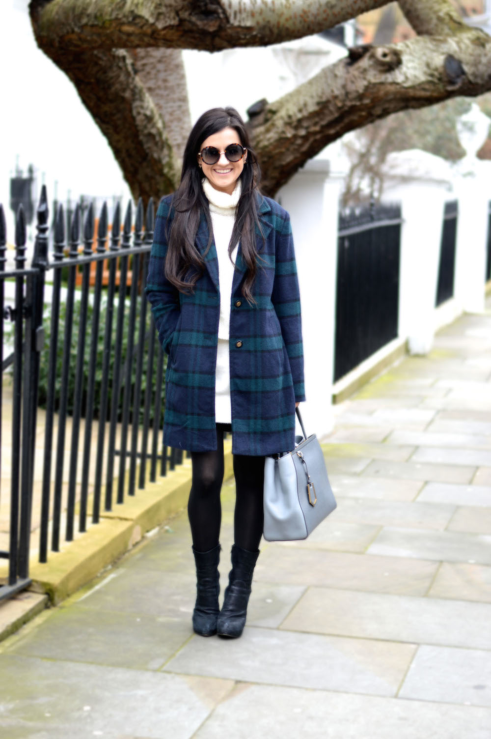 plaid pea coat
